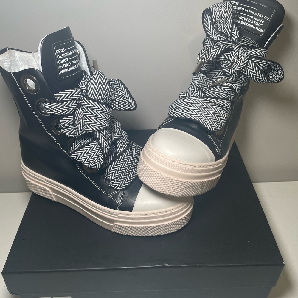 Black and White High-Top Sneakers
